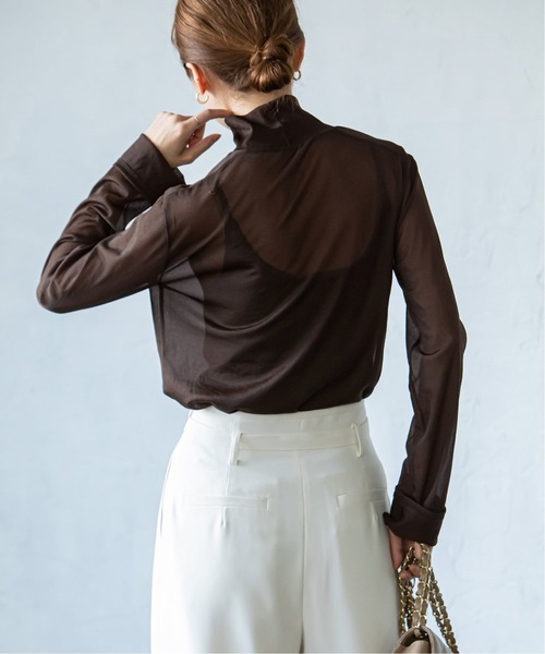 Noble（ノーブル）の「シアスキニーハイネックトップス2◆（Tシャツ/カットソー・レディース・ベージュ/ブラウン/グリーン・FREE）」の21枚目の写真