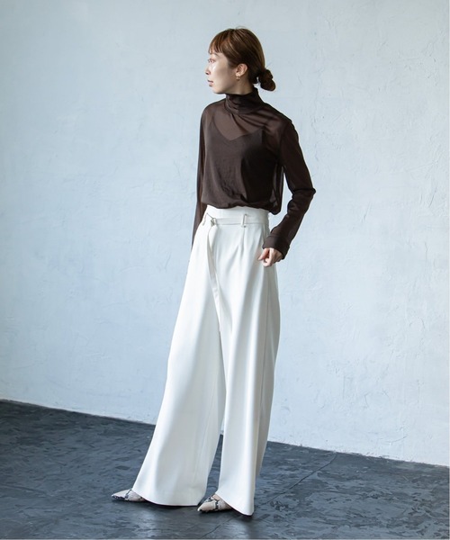 Noble（ノーブル）の「シアスキニーハイネックトップス2◆（Tシャツ/カットソー・レディース・ベージュ/ブラウン/グリーン・FREE）」の12枚目の写真