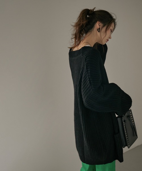 Fashion Letter（ファッションレター）の「ビッグシルエットボリュームスリーブニットカーディガン（カーディガン/ボレロ・レディース・モカ/ブラック・LL～3L/M～Ｌ/4L～5L）」の5枚目の写真