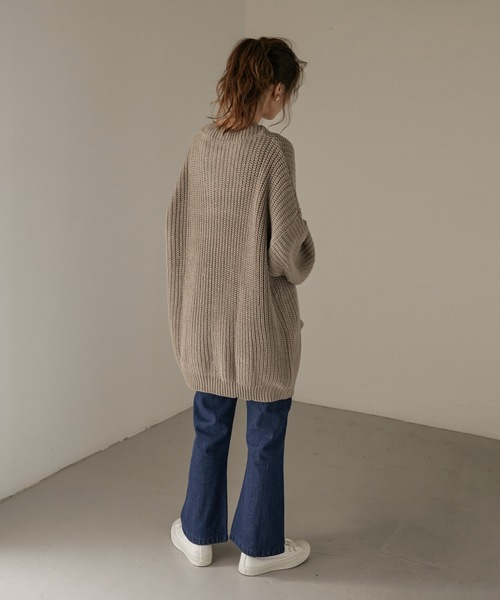 Fashion Letter（ファッションレター）の「ビッグシルエットボリュームスリーブニットカーディガン（カーディガン/ボレロ・レディース・モカ/ブラック・LL～3L/M～Ｌ/4L～5L）」の18枚目の写真