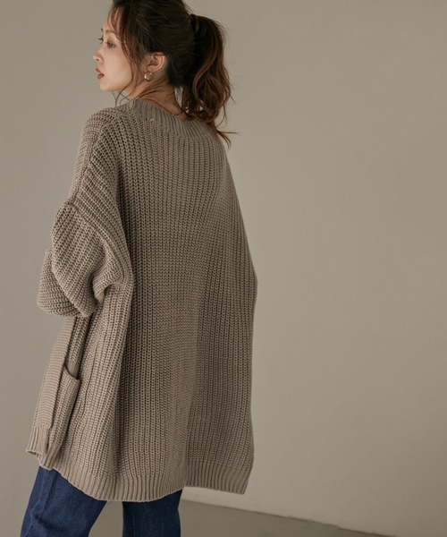 Fashion Letter（ファッションレター）の「ビッグシルエットボリュームスリーブニットカーディガン（カーディガン/ボレロ・レディース・モカ/ブラック・LL～3L/M～Ｌ/4L～5L）」の8枚目の写真