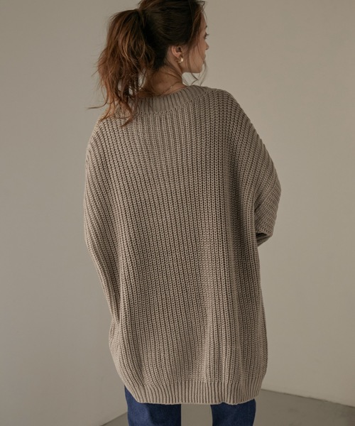 Fashion Letter（ファッションレター）の「ビッグシルエットボリュームスリーブニットカーディガン（カーディガン/ボレロ・レディース・モカ/ブラック・LL～3L/M～Ｌ/4L～5L）」の6枚目の写真