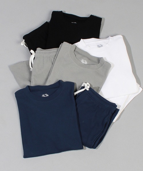 FRUIT OF THE LOOM(フルーツオブザルーム)の「ワッフル クルーネックルームウェアクルー / ワンマイルウェア / パジャマセット ルームセット セットアップ 上下2点セット / ギフト プレゼント(ルームウェア/パジャマ・メンズ・ホワイト/ブラック/ネイビー/グレー・LL/M/L)」の9枚目の写真