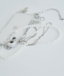 〈macaroni edge/マカロニエッジ〉パールチェーン iPhone用 スマホケース（iPhone case 12/12Pro/13/13Pro/12mini/SE/14/14Pro対応）