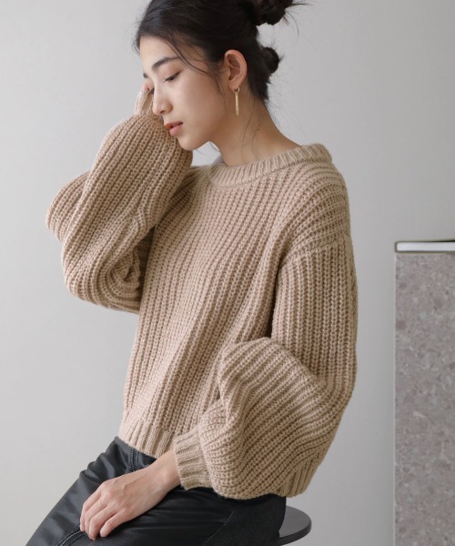 Bou Jeloud（ブージュルード）の「【WEB限定】カラーエコポリニット（ニット/セーター・レディース・ブラウン/ピンク/ブルー/グリーン・FREE）」の2枚目の写真