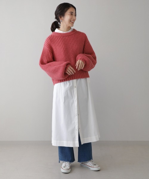 Bou Jeloud（ブージュルード）の「【WEB限定】カラーエコポリニット（ニット/セーター・レディース・ブラウン/ピンク/ブルー/グリーン・FREE）」の5枚目の写真