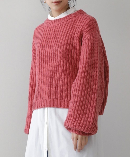 Bou Jeloud（ブージュルード）の「【WEB限定】カラーエコポリニット（ニット/セーター・レディース・ブラウン/ピンク/ブルー/グリーン・FREE）」の6枚目の写真