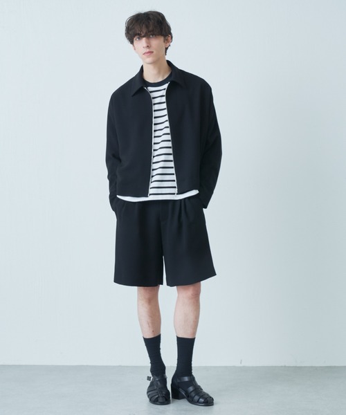 Lui's(ルイス)の「【オリジナルファブリック4×4セットアップシリーズ】 ワイドショーツ(スラックス・メンズ・ブラック/グリーン・SMALL/MEDIUM)」の5枚目の写真