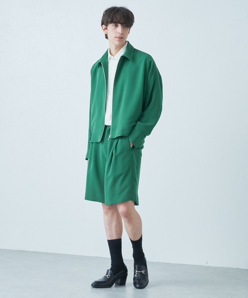 Lui's(ルイス)の「【オリジナルファブリック4×4セットアップシリーズ】 ワイドショーツ(スラックス・メンズ・ブラック/グリーン・SMALL/MEDIUM)」の6枚目の写真