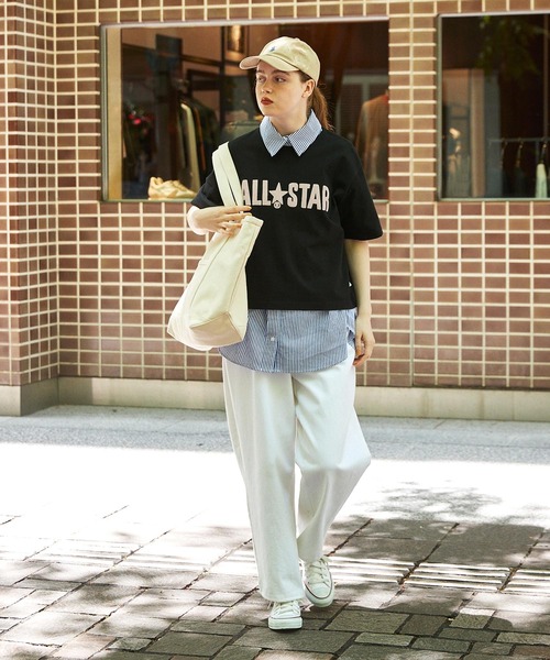 CONVERSE（コンバース）の「【CONVERSE/コンバース 別注カラー】 中根ゆたか ALL STARロゴプリントTシャツ/ZOZOTOWN限定色（Tシャツ/カットソー・レディース・ホワイト/ブラック/サックスブルー/ブルー/オートミール/ホワイト系その他/スミクロ/ホワイト系/ホワイト系1/ホワイト系2・M/L）」の19枚目の写真