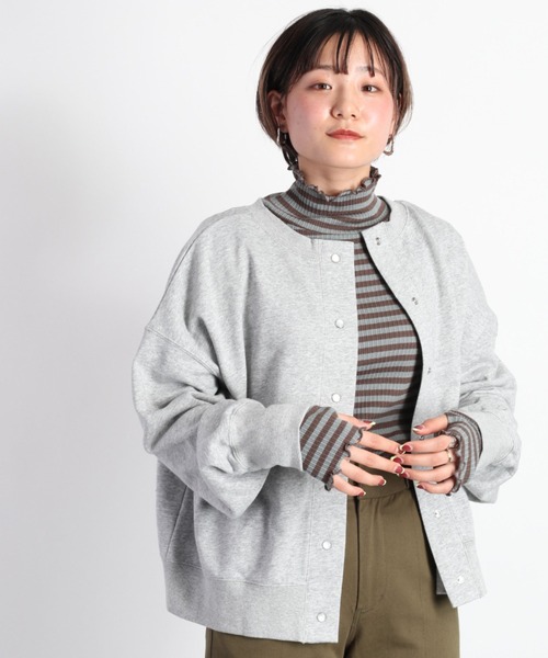 cepo(セポ)の「ロゴスウェットカーデ 2WAY(スウェット・レディース・ベージュ/ネイビー/グレー・M)」の5枚目の写真