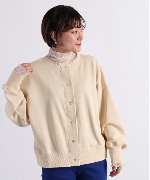 cepo(セポ)の「ロゴスウェットカーデ 2WAY(スウェット・レディース・ベージュ/ネイビー/グレー・M)」の13枚目の写真