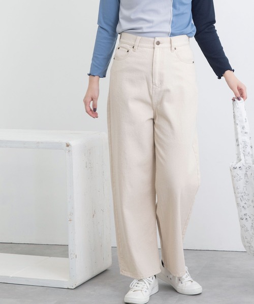 POU DOU DOU（プードゥドゥ）の「ハイウエストボーイフレンドデニムパンツ（デニムパンツ・レディース・ブラック/インディゴブルー/キナリ・3）」の2枚目の写真