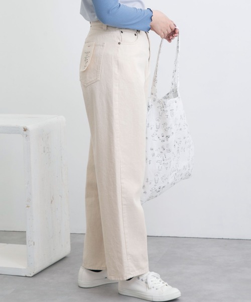 POU DOU DOU（プードゥドゥ）の「ハイウエストボーイフレンドデニムパンツ（デニムパンツ・レディース・ブラック/インディゴブルー/キナリ・3）」の8枚目の写真