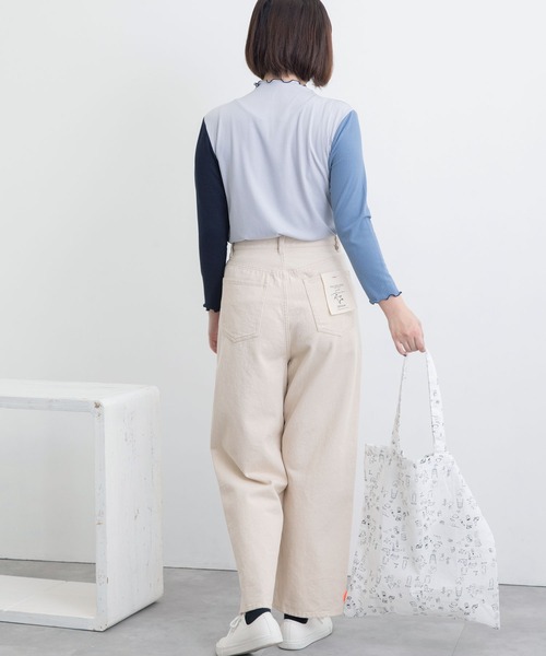 POU DOU DOU（プードゥドゥ）の「ハイウエストボーイフレンドデニムパンツ（デニムパンツ・レディース・ブラック/インディゴブルー/キナリ・3）」の11枚目の写真