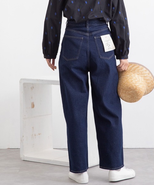 POU DOU DOU（プードゥドゥ）の「ハイウエストボーイフレンドデニムパンツ（デニムパンツ・レディース・ブラック/インディゴブルー/キナリ・3）」の9枚目の写真