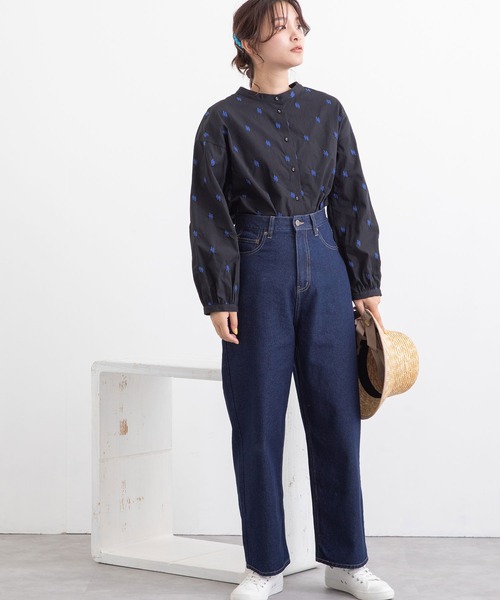 POU DOU DOU（プードゥドゥ）の「ハイウエストボーイフレンドデニムパンツ（デニムパンツ・レディース・ブラック/インディゴブルー/キナリ・3）」の19枚目の写真