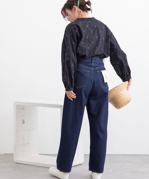 POU DOU DOU（プードゥドゥ）の「ハイウエストボーイフレンドデニムパンツ（デニムパンツ・レディース・ブラック/インディゴブルー/キナリ・3）」の16枚目の写真