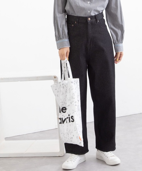 POU DOU DOU（プードゥドゥ）の「ハイウエストボーイフレンドデニムパンツ（デニムパンツ・レディース・ブラック/インディゴブルー/キナリ・3）」の10枚目の写真