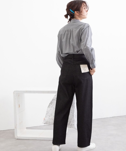 POU DOU DOU（プードゥドゥ）の「ハイウエストボーイフレンドデニムパンツ（デニムパンツ・レディース・ブラック/インディゴブルー/キナリ・3）」の17枚目の写真
