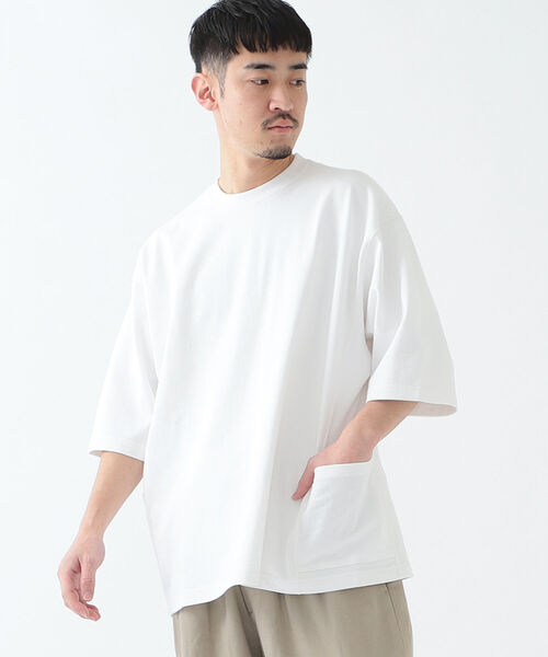 BEAMS（ビームス）の「BEAMS / サイドポケット ビッグ Tシャツ（Tシャツ/カットソー・メンズ・ホワイト/オリーブ・SMALL/MEDIUM/LARGE/X-LARGE）」の14枚目の写真