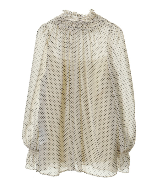 Tiara（ティアラ）の「シアーピンドットシャーリングネックブラウス（シャツ/ブラウス・レディース・アイボリー/ブラック・FREE）」の3枚目の写真