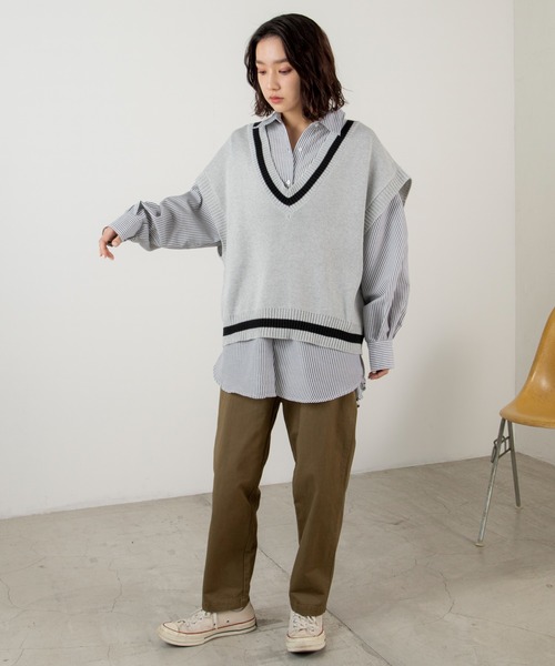 ANGIE(アンジー)の「レギュラーカラールーズシャツ 無地/ストライプ(シャツ/ブラウス・レディース・グリーン系その他/ブラック系その他/オフホワイト/ブルー系その他/ベージュ系その他・FREE)」の9枚目の写真