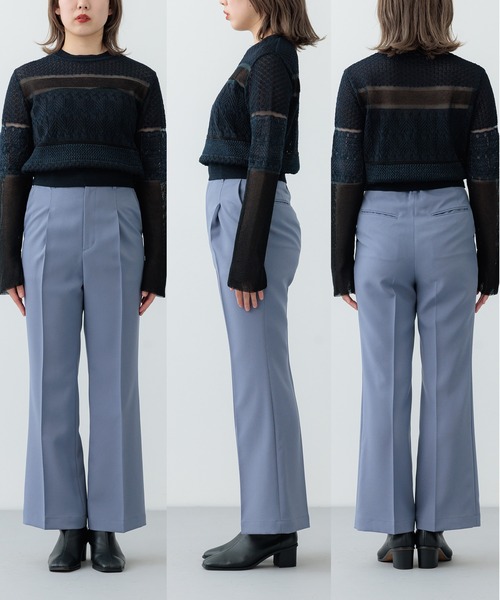 PUBLIC TOKYO（パブリックトウキョウ）の「【セットアップ対応】ブロッキングシアーニット（ニット/セーター・レディース・ネイビー/アイボリー・FREE）」の8枚目の写真