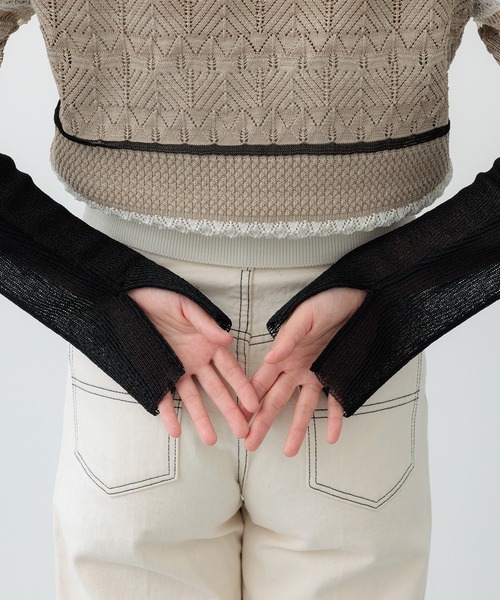 PUBLIC TOKYO（パブリックトウキョウ）の「【セットアップ対応】ブロッキングシアーニット（ニット/セーター・レディース・ネイビー/アイボリー・FREE）」の19枚目の写真