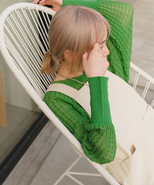 Kastane（カスタネ）の「【カタログ掲載アイテム】シアージャガードニット（ニット/セーター・レディース・グリーン/アイボリー/キャメル/ブラック・FREE）」の5枚目の写真