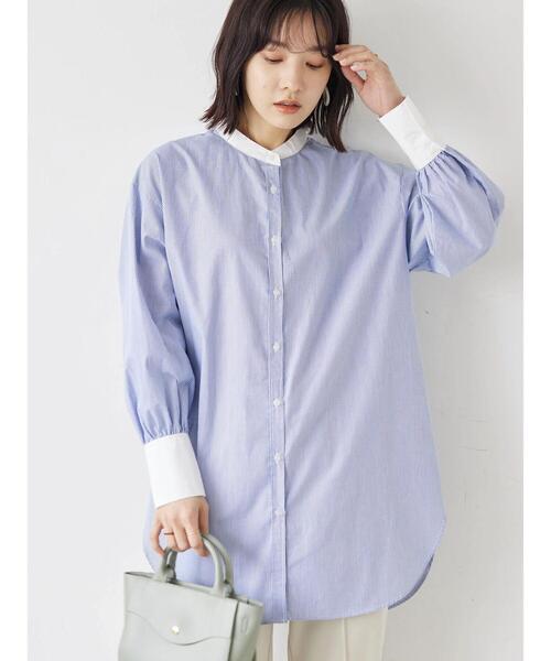 Green　Parks（グリーンパークス）の「ストライプクレリックシャツ（シャツ/ブラウス・レディース・ストライプ/ブルー系その他6・FREE）」の8枚目の写真