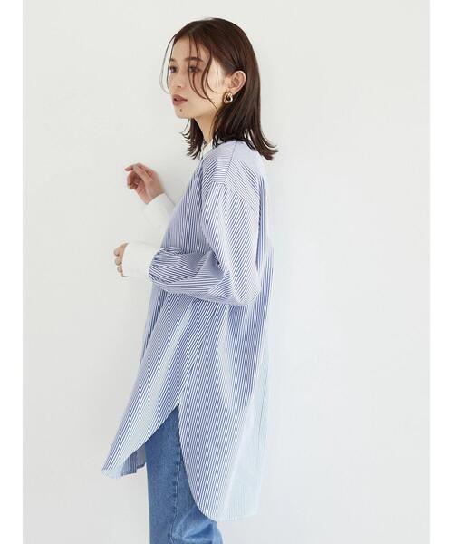 Green　Parks（グリーンパークス）の「ストライプクレリックシャツ（シャツ/ブラウス・レディース・ストライプ/ブルー系その他6・FREE）」の10枚目の写真