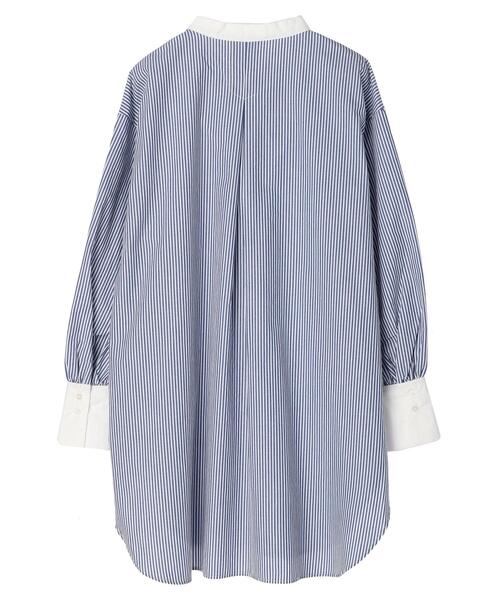 Green　Parks（グリーンパークス）の「ストライプクレリックシャツ（シャツ/ブラウス・レディース・ストライプ/ブルー系その他6・FREE）」の3枚目の写真