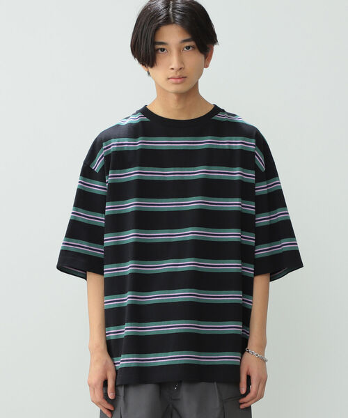 BeAMS DOT（ビームスドット）の「【WEB限定】BeAMS DOT / マルチボーダーTシャツ（Tシャツ/カットソー・メンズ・ブラック/ベージュ・LARGE/MEDIUM）」の3枚目の写真