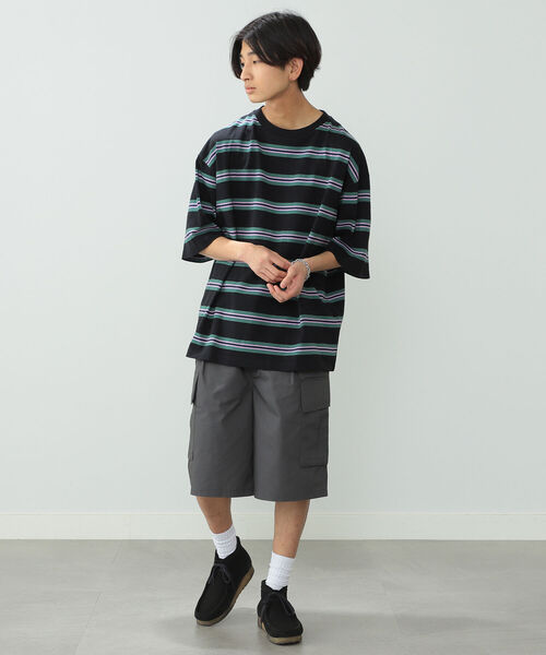 BeAMS DOT（ビームスドット）の「【WEB限定】BeAMS DOT / マルチボーダーTシャツ（Tシャツ/カットソー・メンズ・ブラック/ベージュ・LARGE/MEDIUM）」の4枚目の写真