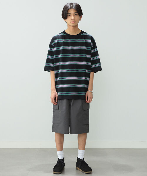 BeAMS DOT（ビームスドット）の「【WEB限定】BeAMS DOT / マルチボーダーTシャツ（Tシャツ/カットソー・メンズ・ブラック/ベージュ・LARGE/MEDIUM）」の5枚目の写真