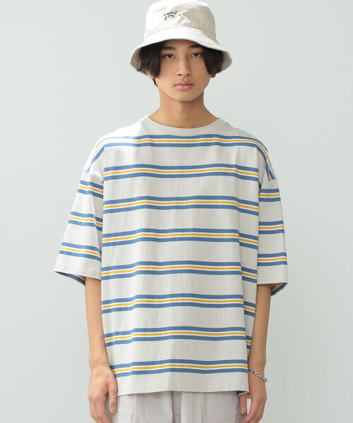 BeAMS DOT（ビームスドット）の「【WEB限定】BeAMS DOT / マルチボーダーTシャツ（Tシャツ/カットソー・メンズ・ブラック/ベージュ・LARGE/MEDIUM）」の6枚目の写真