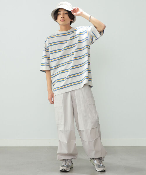 BeAMS DOT（ビームスドット）の「【WEB限定】BeAMS DOT / マルチボーダーTシャツ（Tシャツ/カットソー・メンズ・ブラック/ベージュ・LARGE/MEDIUM）」の7枚目の写真