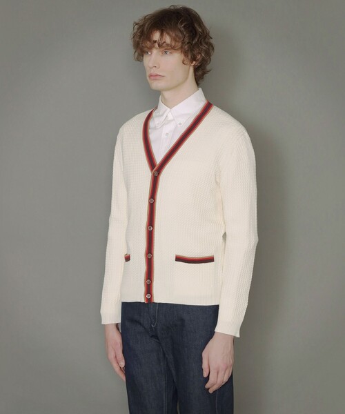 MACKINTOSH LONDON（マッキントッシュ ロンドン）の「ミニケーブルハウスラインカラーカーディガン（カーディガン/ボレロ・メンズ・ホワイト・L/M/LL）」の3枚目の写真