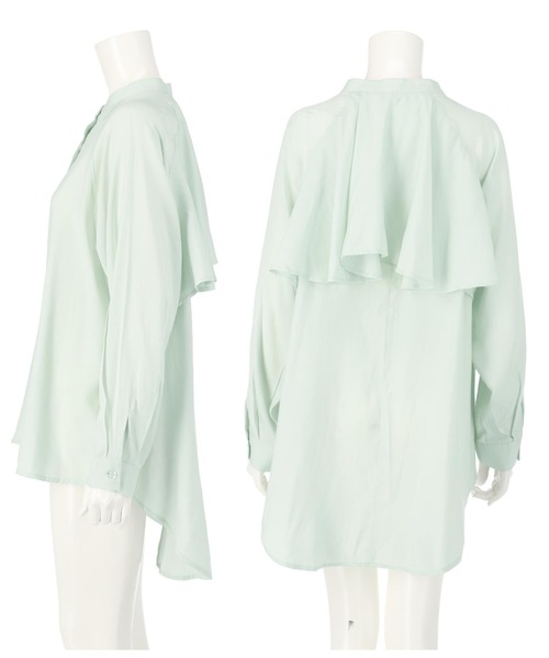 CHILLE(チル)の「バックフリルブラウス(シャツ/ブラウス・レディース・ホワイト/グリーン・FREE)」の14枚目の写真