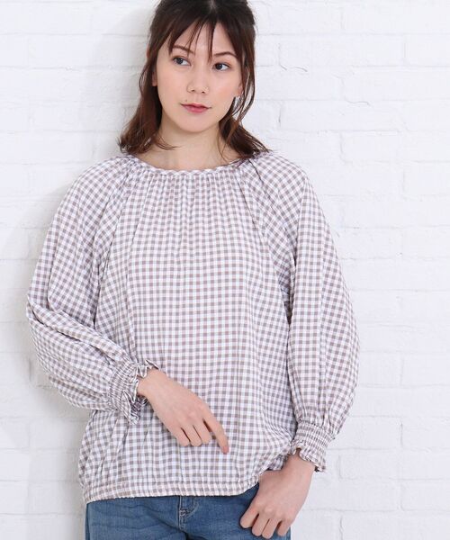 SHOO・LA・RUE(シューラルー)の「◆バックリボンギンガムチェックブラウス(シャツ/ブラウス・レディース・ブラック系1/ベージュ系1/ブルー系1・00)」の4枚目の写真