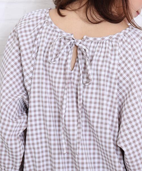 SHOO・LA・RUE(シューラルー)の「◆バックリボンギンガムチェックブラウス(シャツ/ブラウス・レディース・ブラック系1/ベージュ系1/ブルー系1・00)」の8枚目の写真