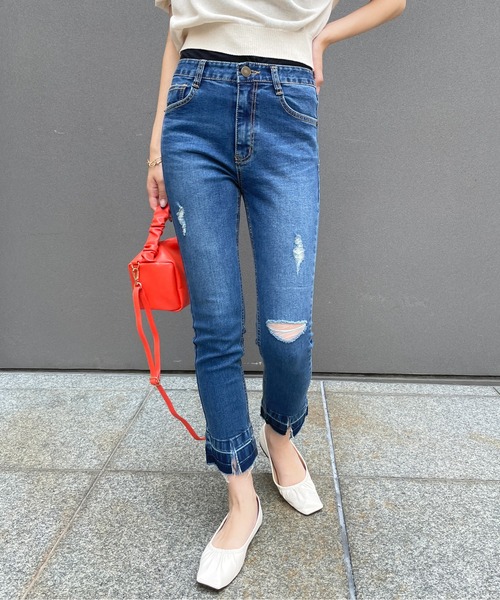 StyleSea(スタイルシー)の「カットアウトデザインデニム(デニムパンツ・レディース・ブルー・24inch/26inch/23inch/27inch)」の1枚目の写真