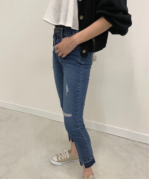 StyleSea(スタイルシー)の「カットアウトデザインデニム(デニムパンツ・レディース・ブルー・24inch/26inch/23inch/27inch)」の8枚目の写真