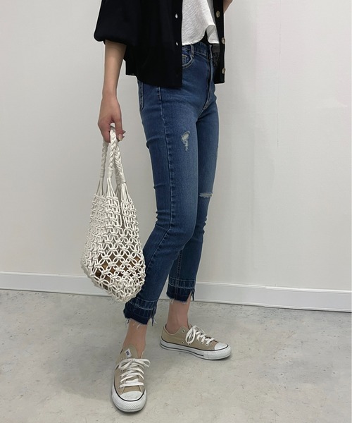 StyleSea(スタイルシー)の「カットアウトデザインデニム(デニムパンツ・レディース・ブルー・24inch/26inch/23inch/27inch)」の11枚目の写真