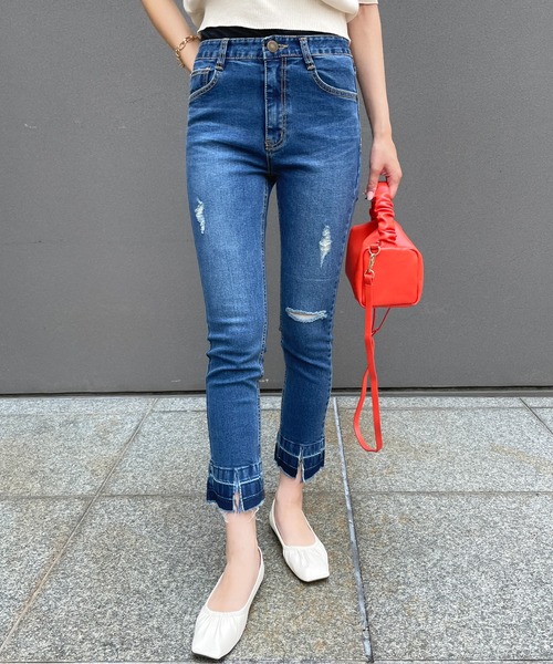 StyleSea(スタイルシー)の「カットアウトデザインデニム(デニムパンツ・レディース・ブルー・24inch/26inch/23inch/27inch)」の14枚目の写真