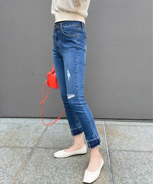 StyleSea(スタイルシー)の「カットアウトデザインデニム(デニムパンツ・レディース・ブルー・24inch/26inch/23inch/27inch)」の15枚目の写真