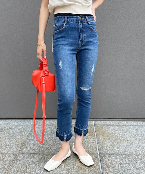 StyleSea(スタイルシー)の「カットアウトデザインデニム(デニムパンツ・レディース・ブルー・24inch/26inch/23inch/27inch)」の12枚目の写真