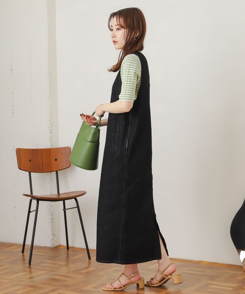SENSE OF PLACE by URBAN RESEARCH(センスオブプレイスバイアーバンリサーチ)の「ボーダーコンパクトセーター(5分袖)(ニット/セーター・レディース・ブラック系その他/ベージュ系その他/グリーン系その他/オレンジ系その他・ONE)」の9枚目の写真