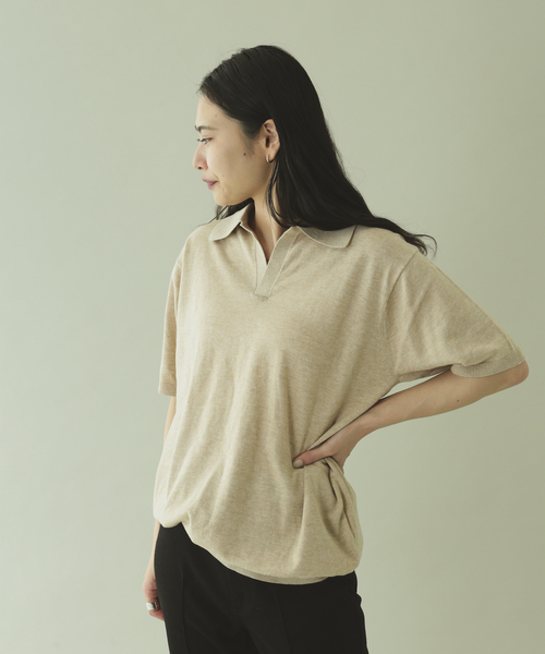 セール】【FOLL / フォル】コットンシルクスキッパーニット
